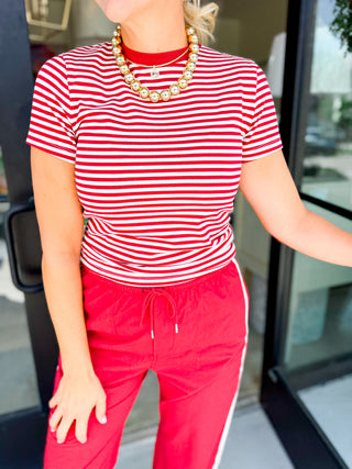 Racer Red Stripe Alba Shrunken Tee
