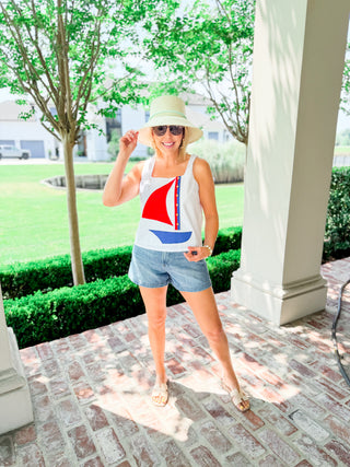 Sailboat Square Neck Top