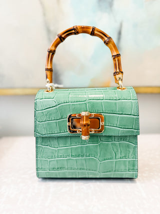 Italian Leather Bamboo Handle Bag