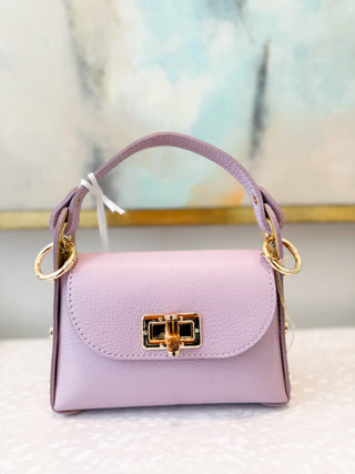 Italian Leather Bamboo Clasp Crossbody Bag