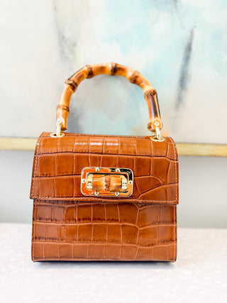 Italian Leather Bamboo Handle Bag