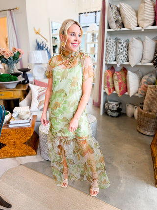 Ellery Floral Dime Organza Maxi Dress