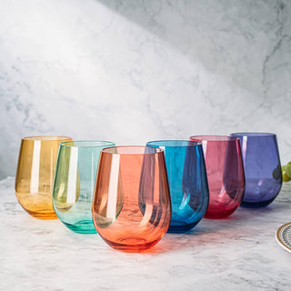 Unbreakable Colored Stemless Wine Glasses Set