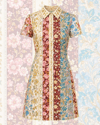 Golden Bouquet Stripe Shirt Dress