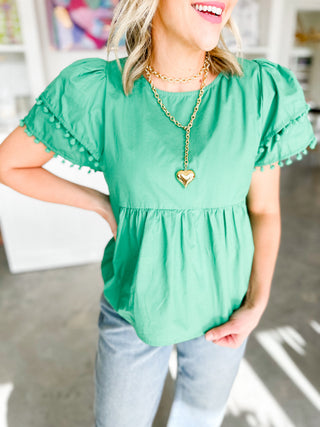 Pompom Flutter Top