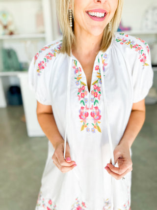 Fun Embroidered Mini Dress