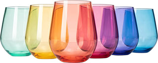 Unbreakable Colored Stemless Wine Glasses Set